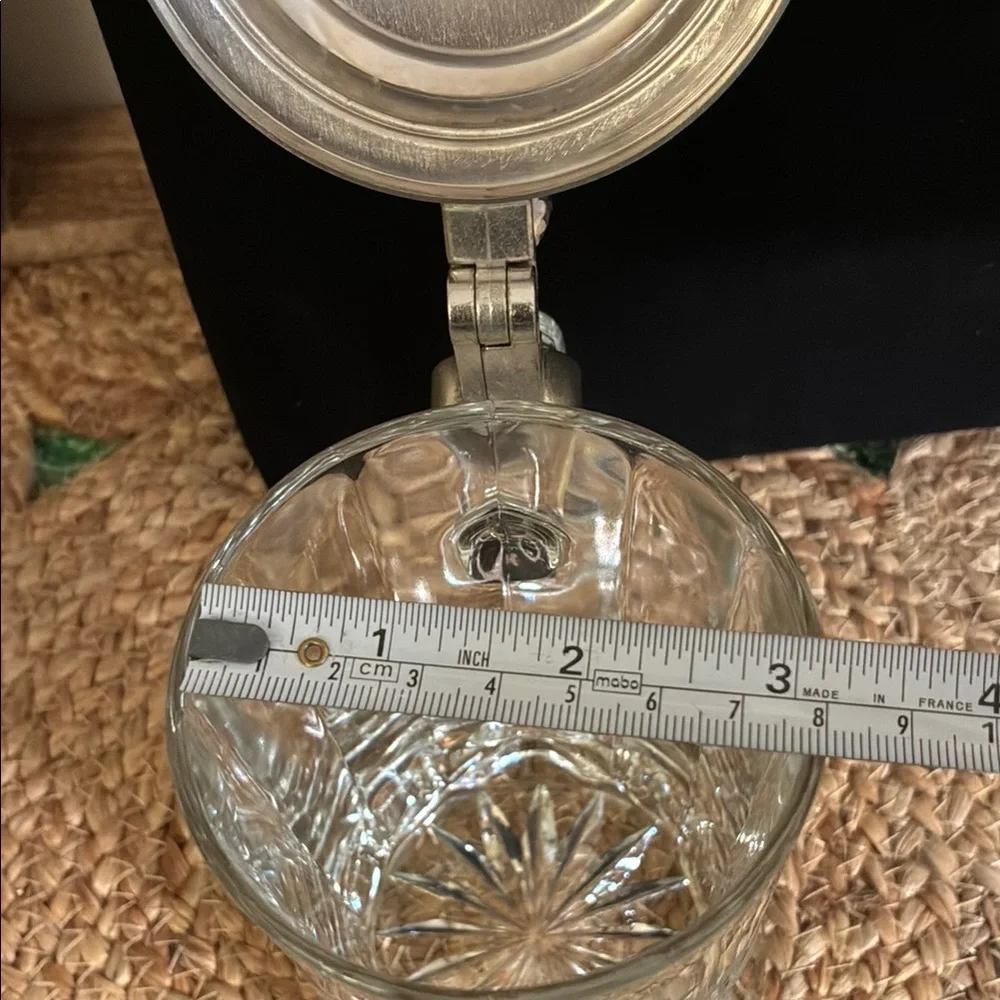 Zinn, Crystal Stein Mug with Etched Leaf Floral Pattern, West Germany